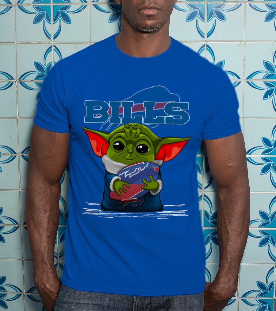 Yoda Buffalo Bills Fan Holding Football T-Shirt