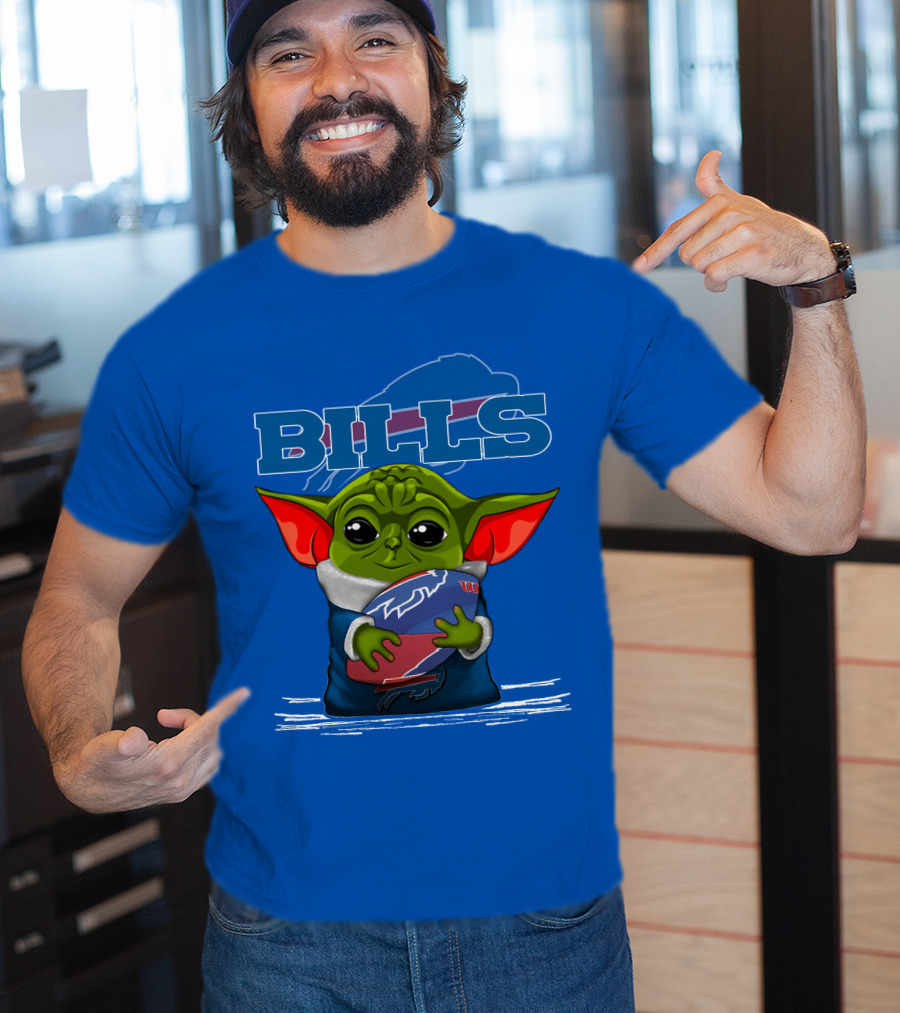 Yoda Buffalo Bills Fan Holding Football T-Shirt