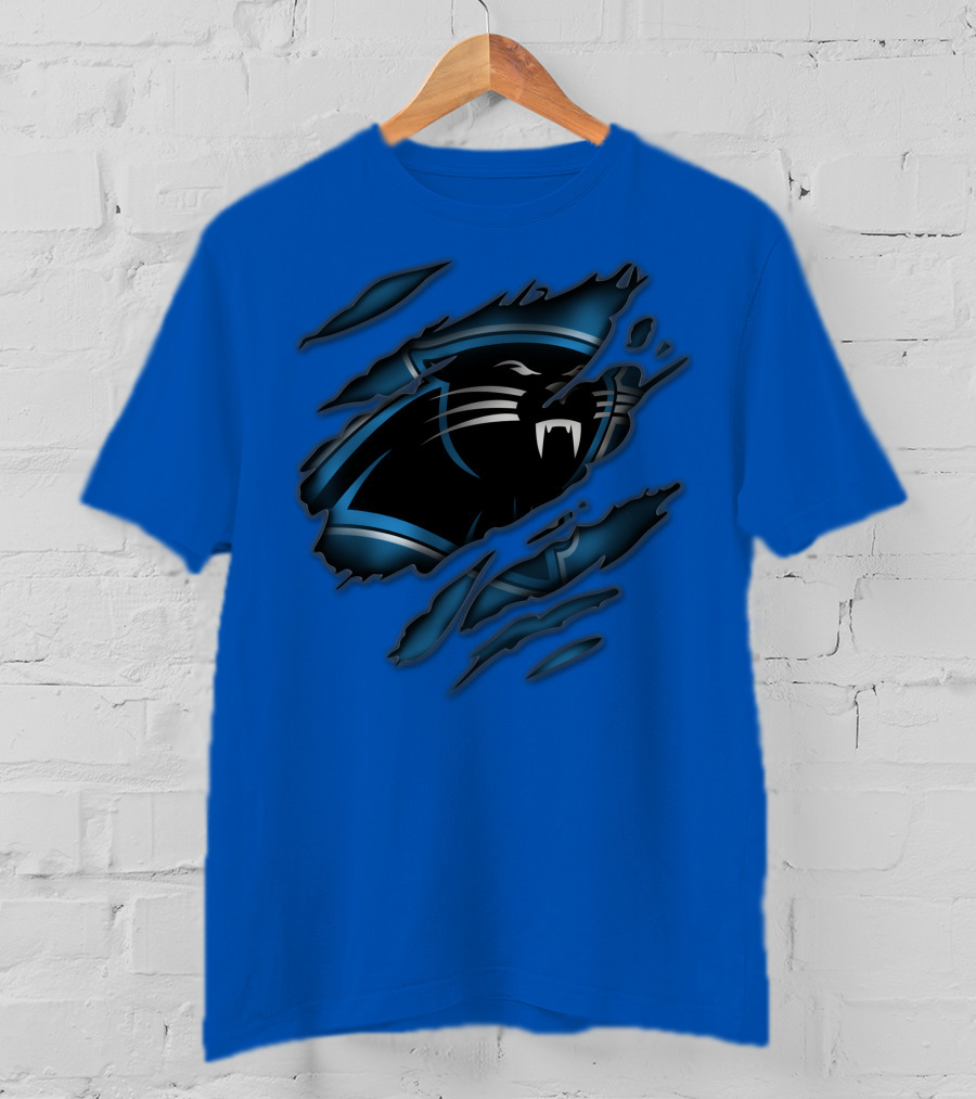 Carolina Panthers Logo Claw Marks Blue T-Shirt