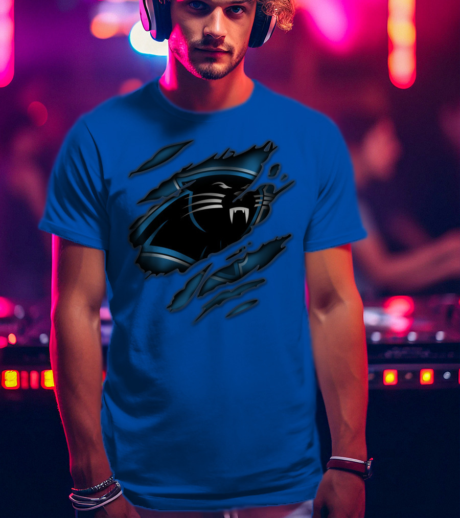 Carolina Panthers Logo Claw Marks Blue T-Shirt