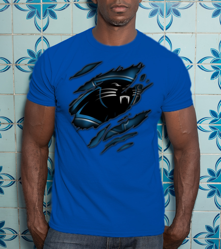 Carolina Panthers Logo Claw Marks Blue T-Shirt