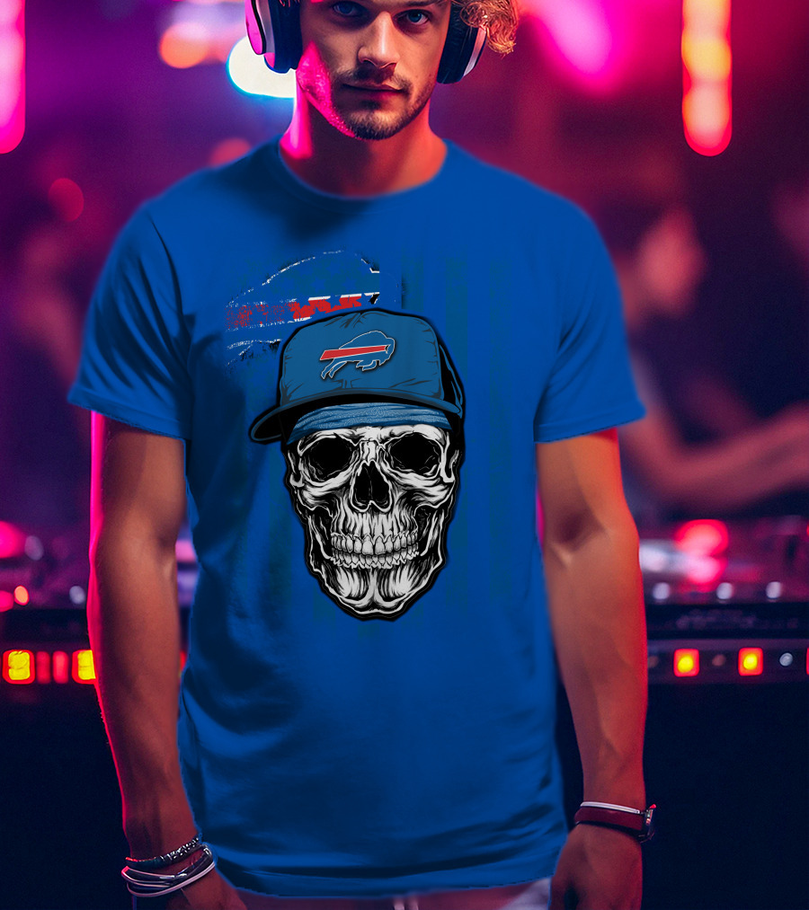Buffalo Bills Skull With Cap T-Shirt