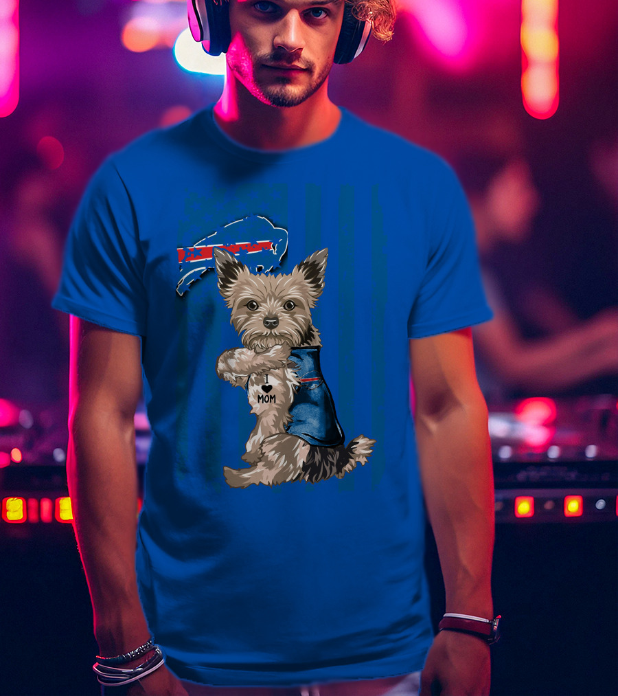 Yorkshire Terrier I Love Mom Buffalo Bills Fan T-Shirt