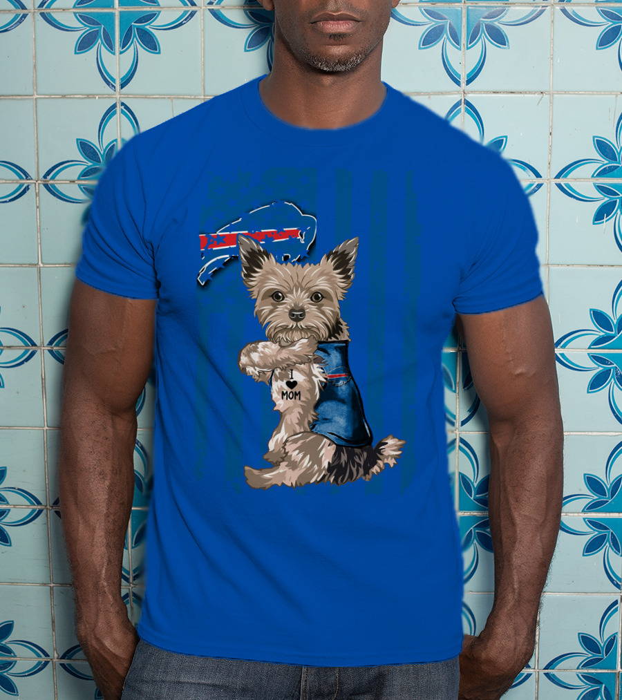 Yorkshire Terrier I Love Mom Buffalo Bills Fan T-Shirt
