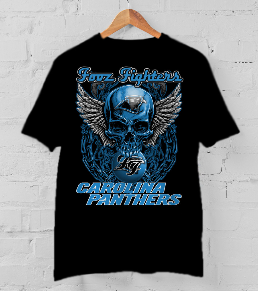 Foo Fighters Carolina Panthers Skull Winged T-Shirt