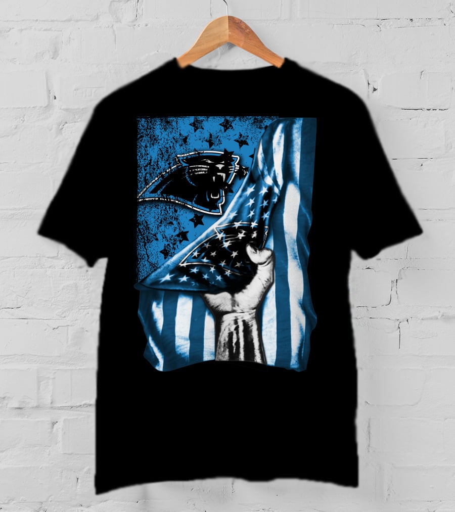 Flag V1 Carolina Panthers Stars And Stripes Fist T-Shirt
