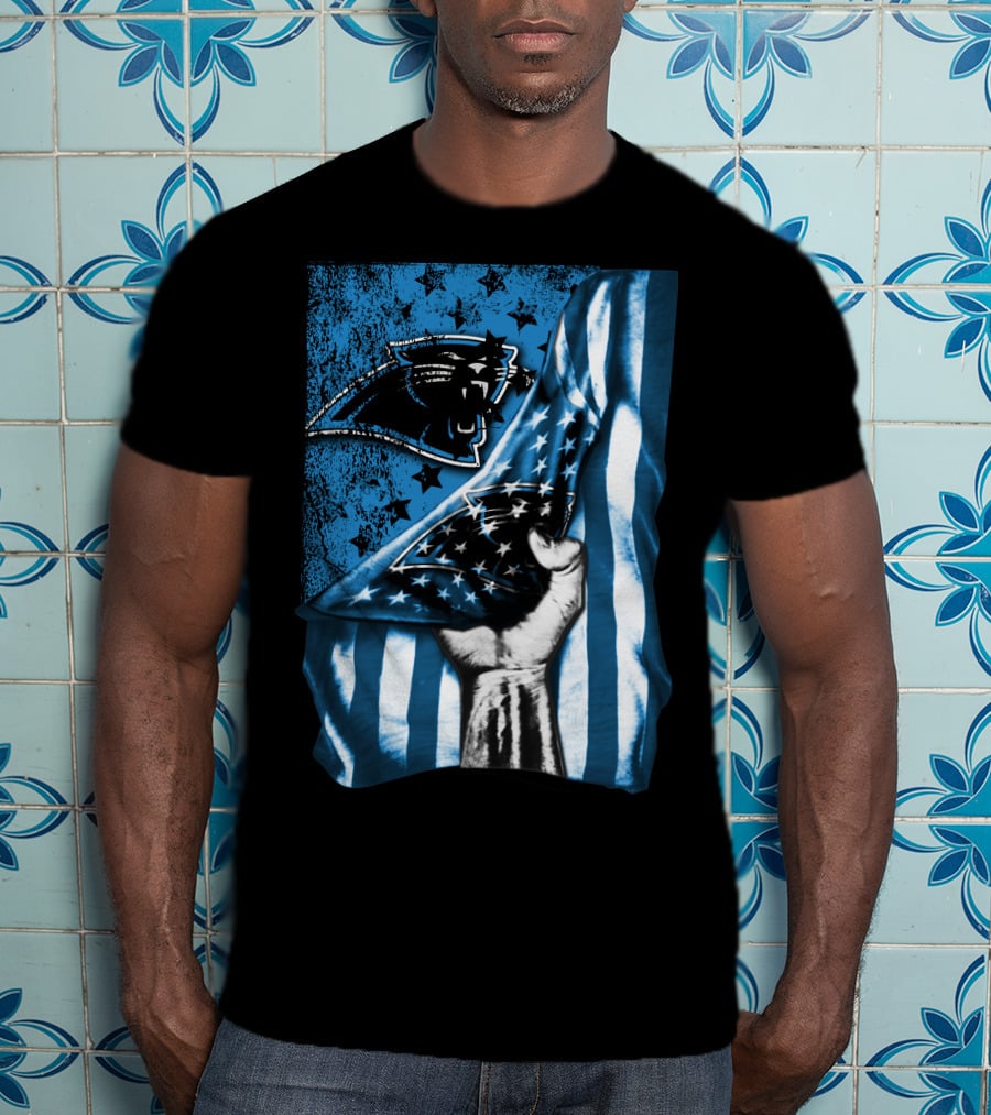 Flag V1 Carolina Panthers Stars And Stripes Fist T-Shirt