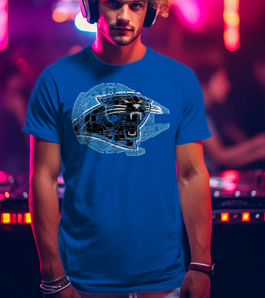 Carolina Panthers 56 Starship Blueprint Helmet T-Shirt