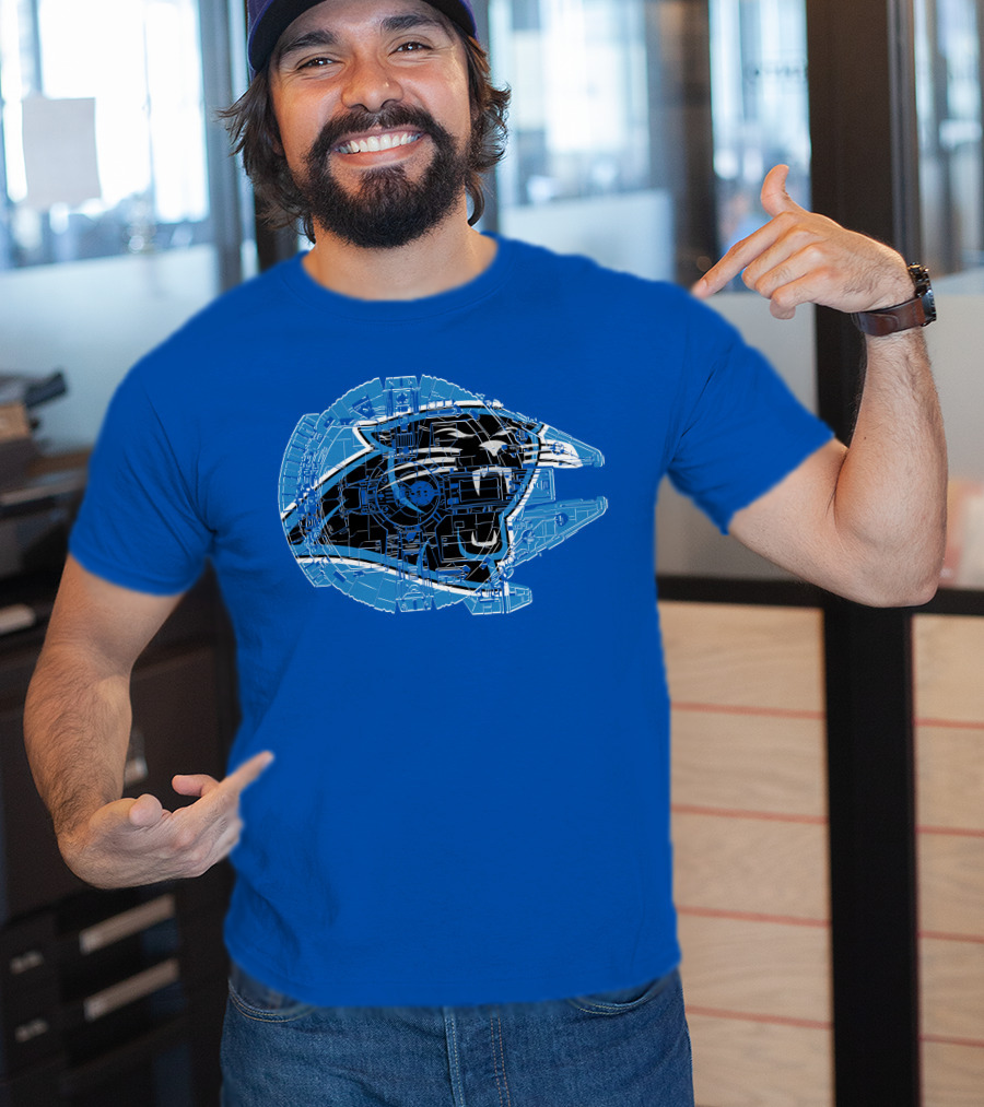 Carolina Panthers 56 Starship Blueprint Helmet T-Shirt