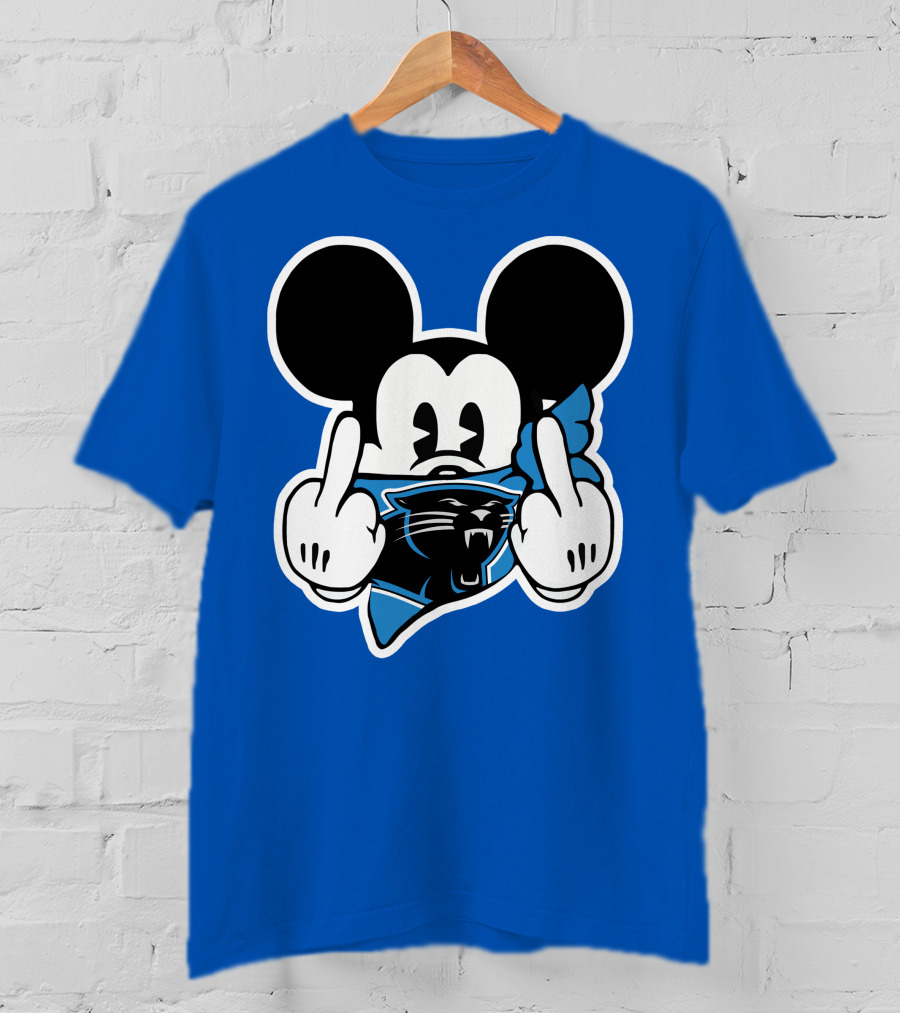 Carolina Panthers 45 Mickey Mouse Middle Finger T-Shirt