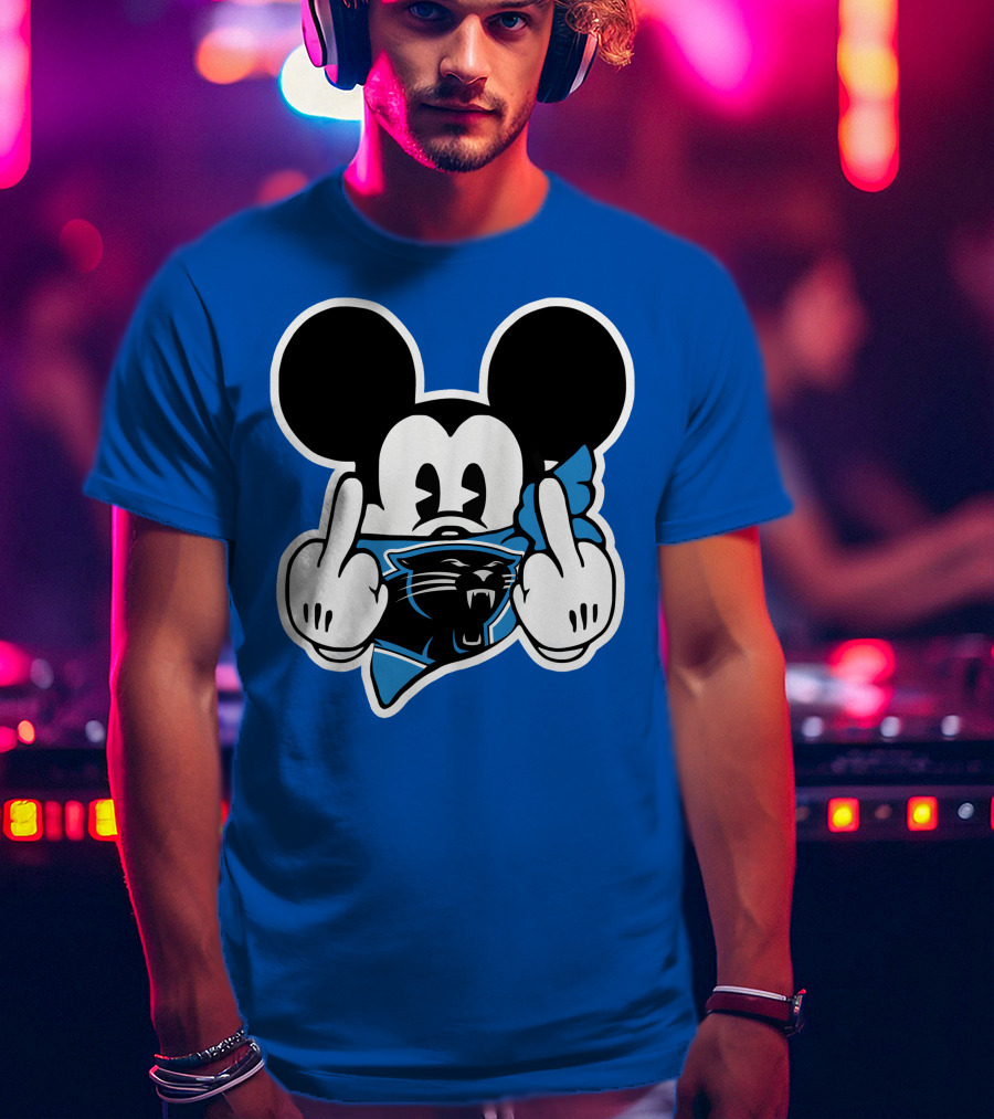 Carolina Panthers 45 Mickey Mouse Middle Finger T-Shirt