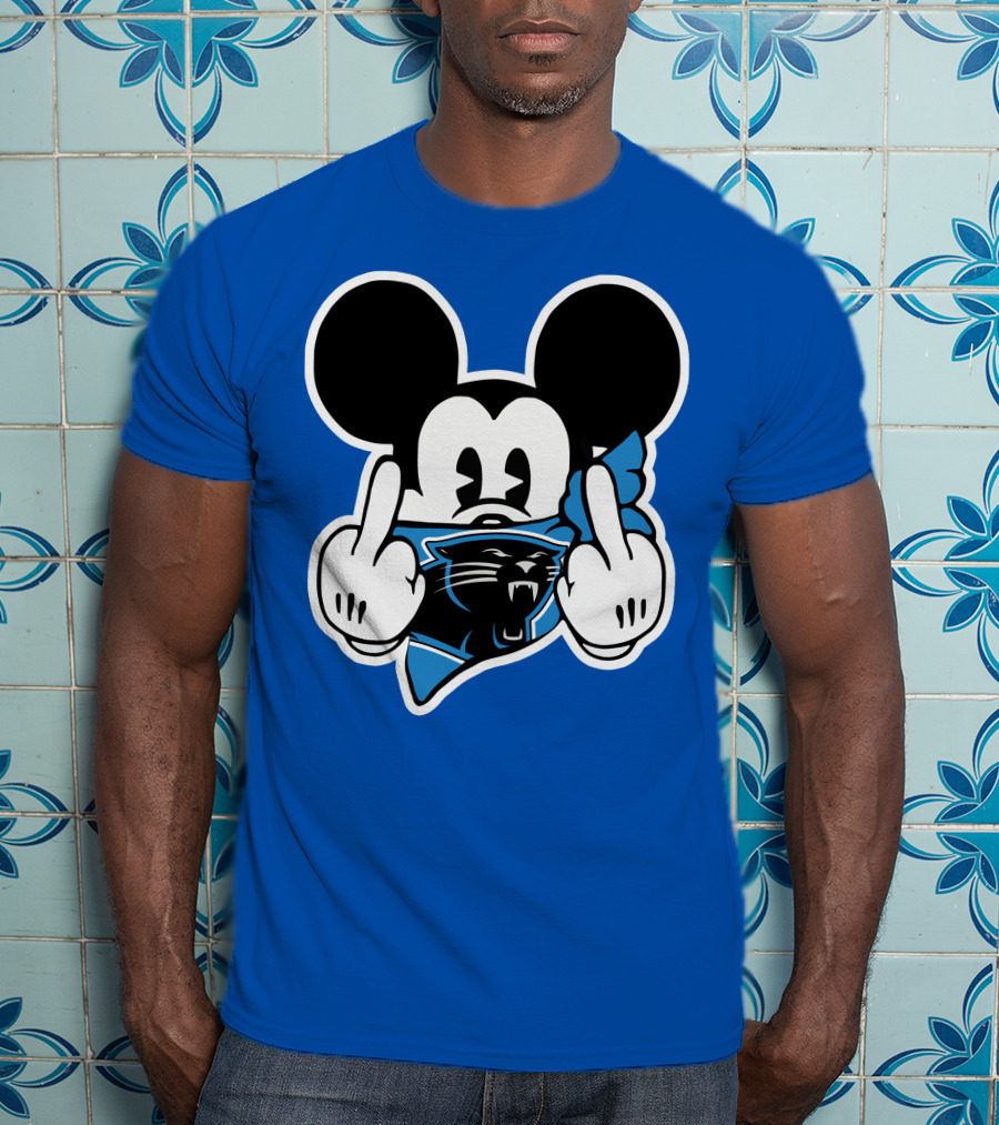 Carolina Panthers 45 Mickey Mouse Middle Finger T-Shirt