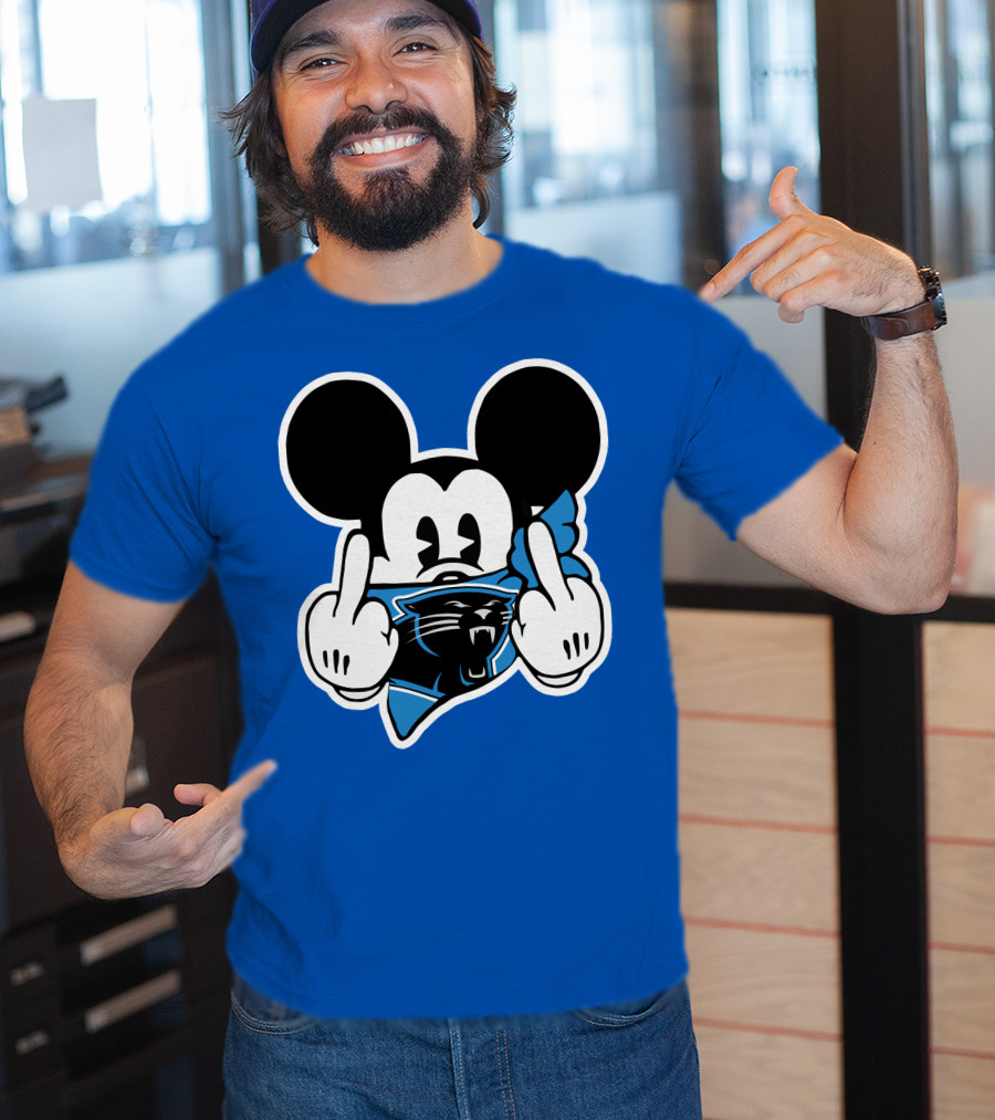 Carolina Panthers 45 Mickey Mouse Middle Finger T-Shirt