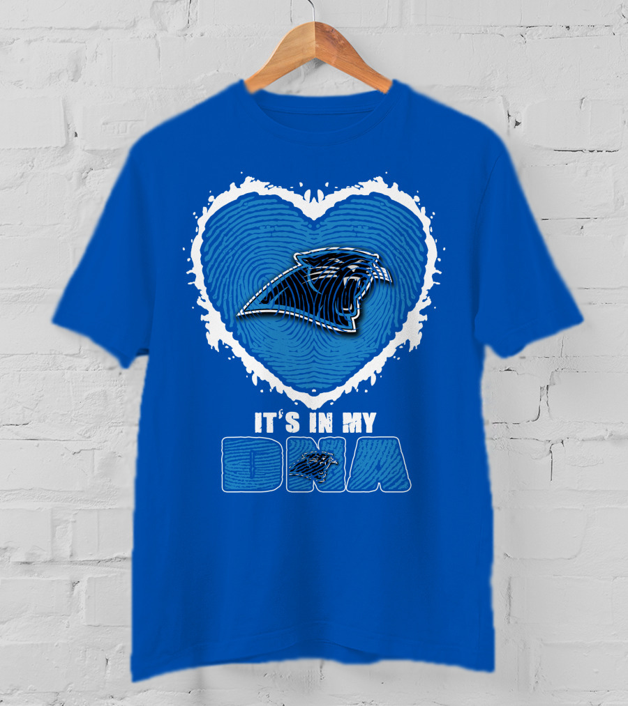 Carolina Panthers It's In My Dna Heart Fingerprint T-Shirt