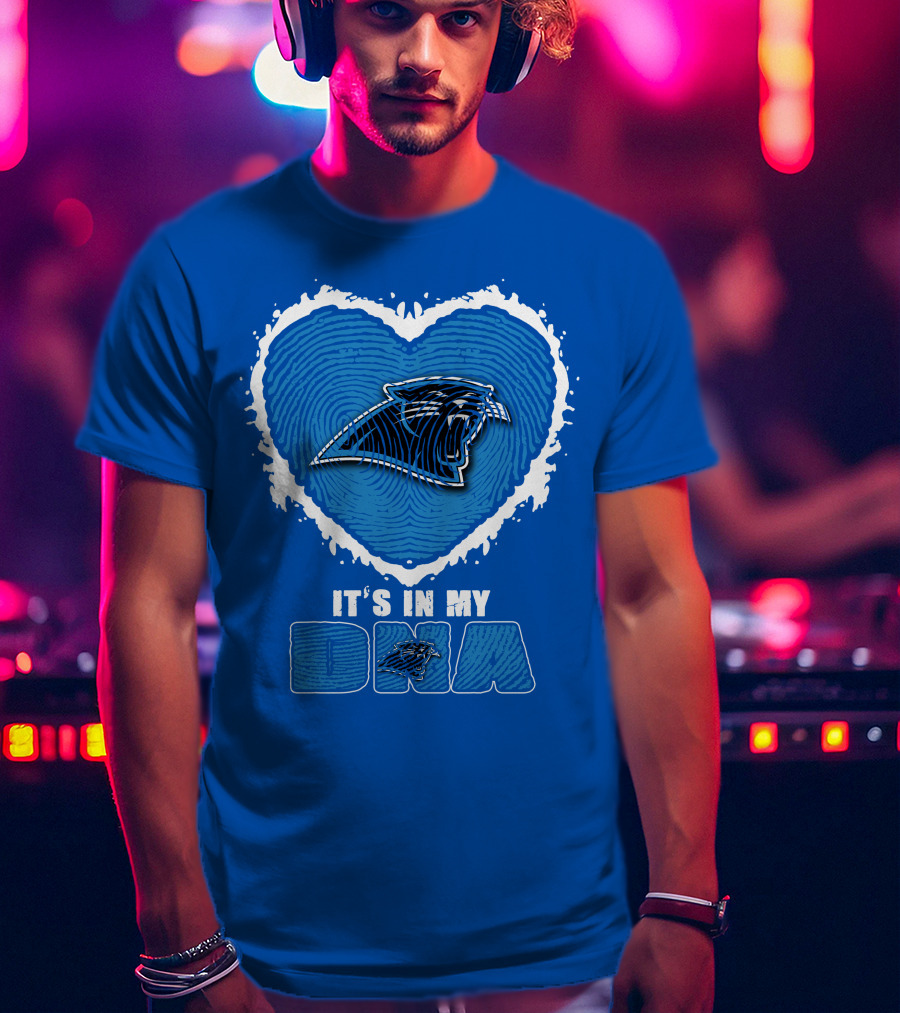 Carolina Panthers It's In My Dna Heart Fingerprint T-Shirt