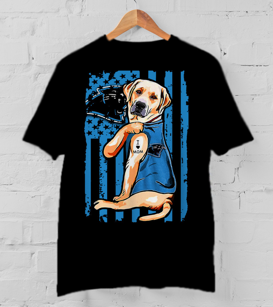 Labrador Retriever I Love Mom Carolina Panthers T-Shirt