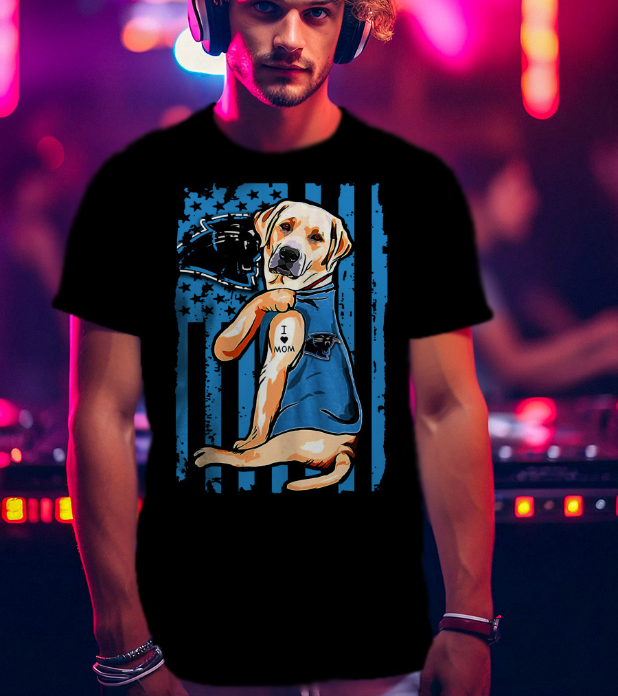 Labrador Retriever I Love Mom Carolina Panthers T-Shirt