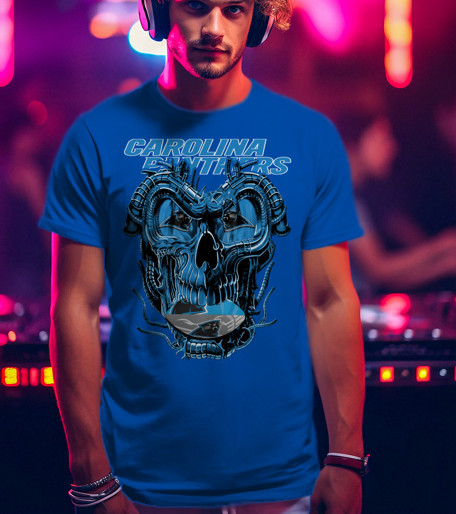 Carolina Panthers Dragonskull Helmet T-Shirt