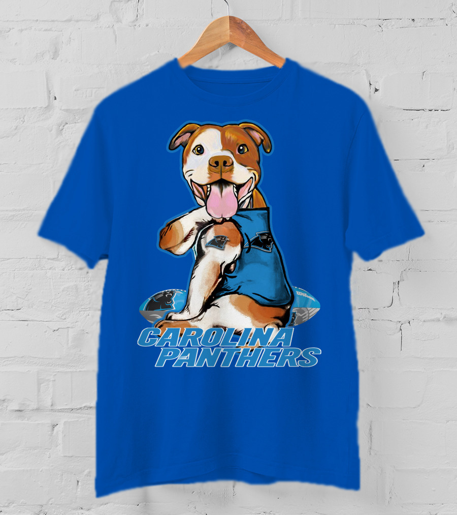Carolina Panthers Pitbull Team Spirit With Football And Tattooed Jersey T-Shirt