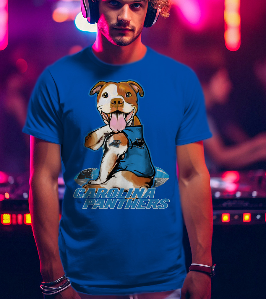 Carolina Panthers Pitbull Team Spirit With Football And Tattooed Jersey T-Shirt