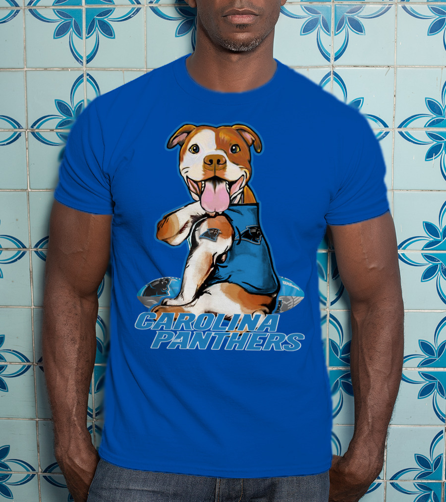 Carolina Panthers Pitbull Team Spirit With Football And Tattooed Jersey T-Shirt