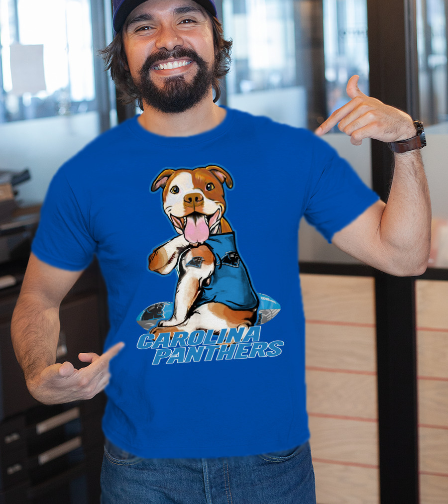 Carolina Panthers Pitbull Team Spirit With Football And Tattooed Jersey T-Shirt