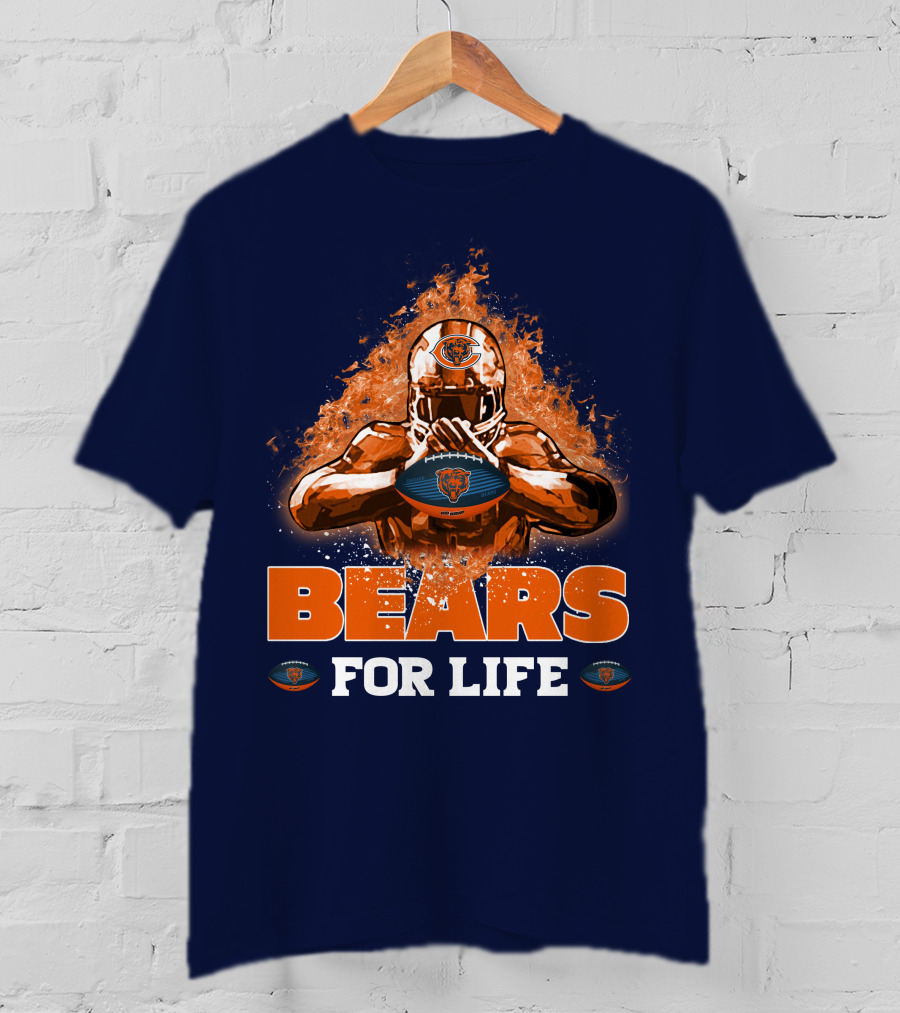 Bears For Life Chicago Bears Football Flames T-Shirt