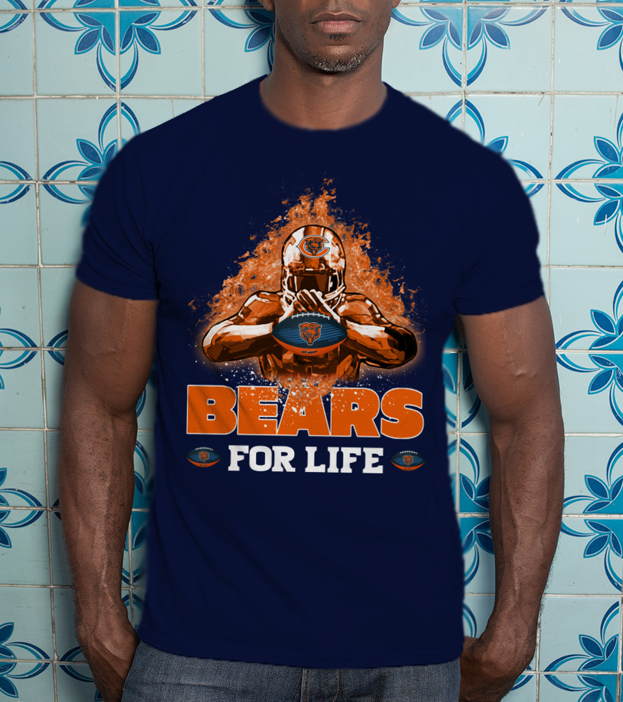 Bears For Life Chicago Bears Football Flames T-Shirt