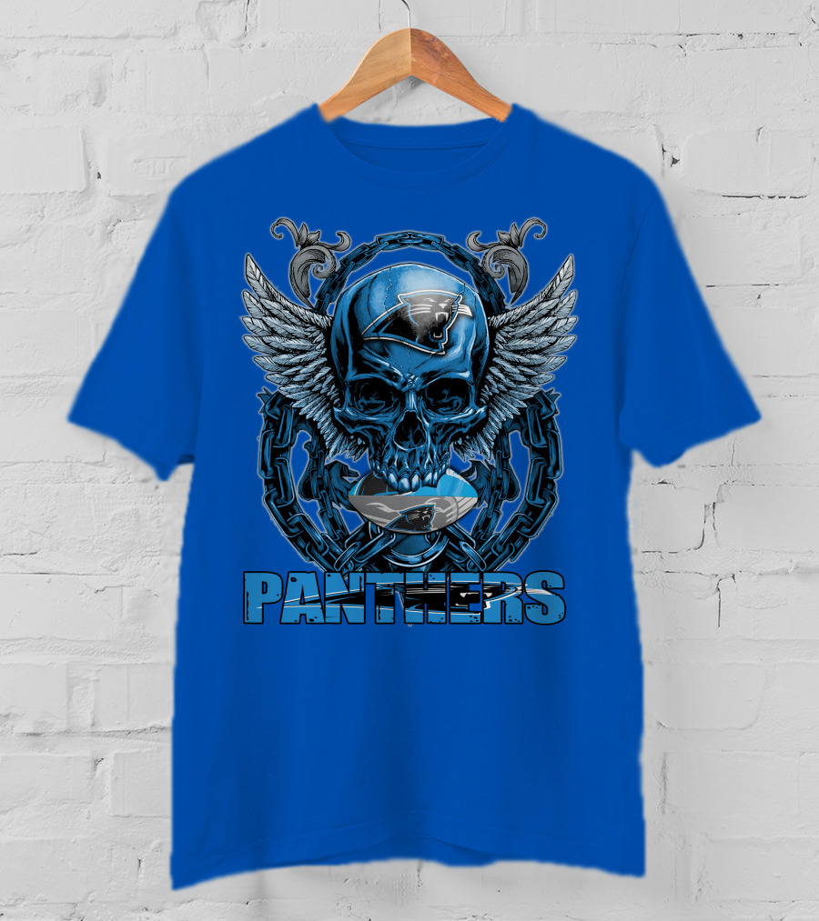 Skullfb PANTHERS Carolina Logo Wings Chains T-Shirt