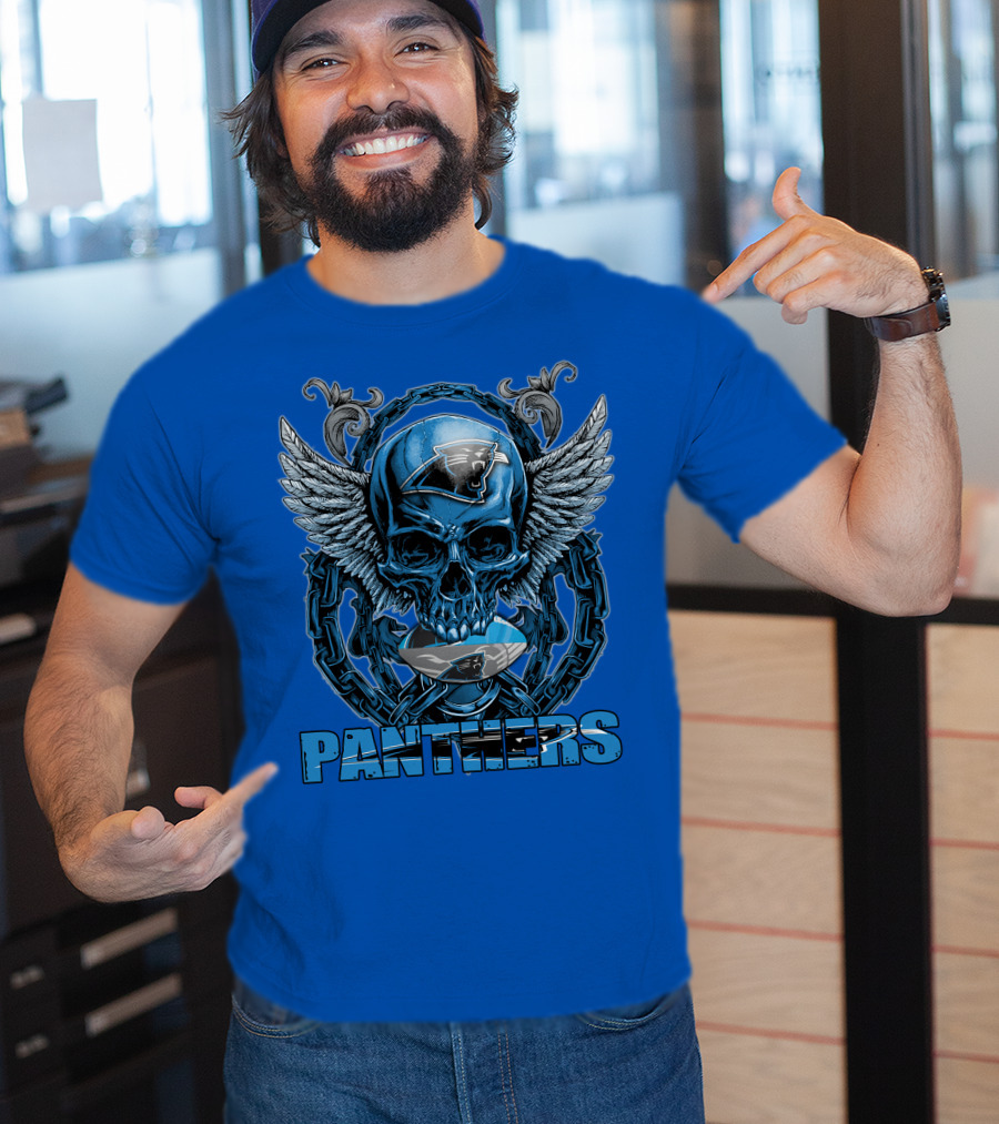 Skullfb PANTHERS Carolina Logo Wings Chains T-Shirt