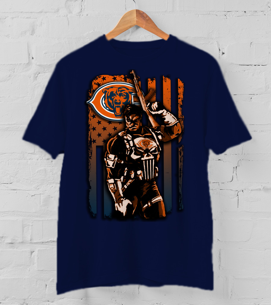 Chicago Bears Punisher Style Football T-Shirt