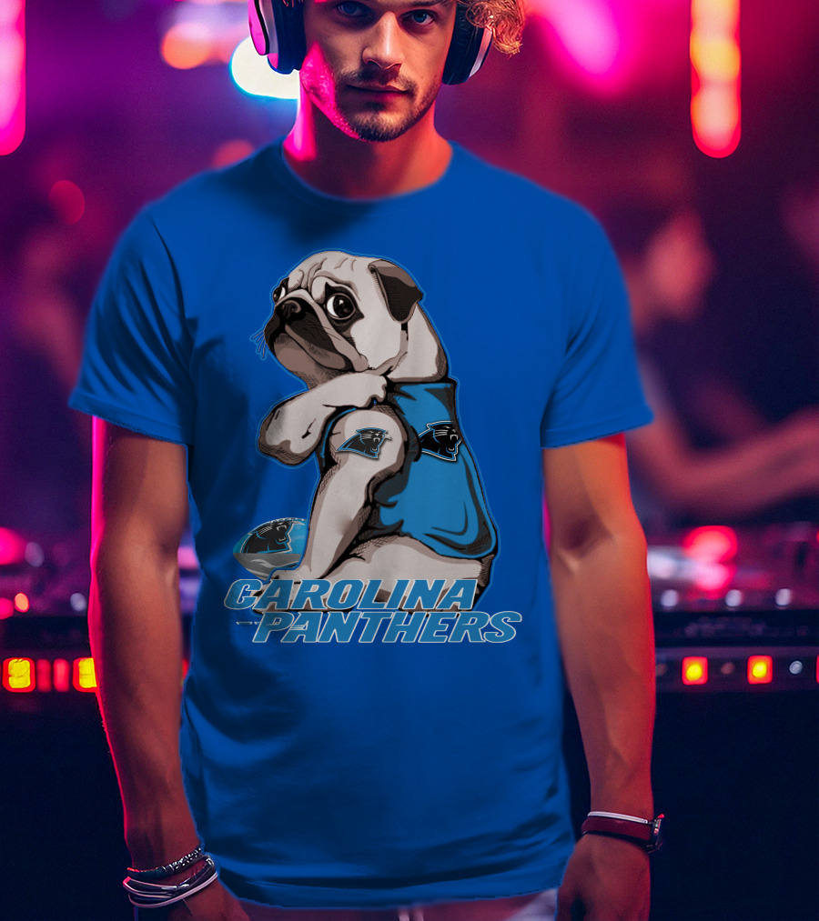 Carolina Panthers Pug With Team T-Shirt