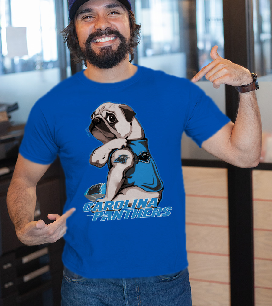 Carolina Panthers Pug With Team T-Shirt