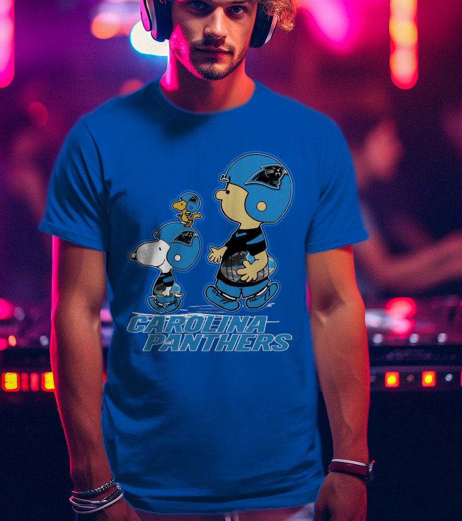 Snpfootball CAROLINA PANTHERS Peanuts Characters Blue Helmet T-Shirt