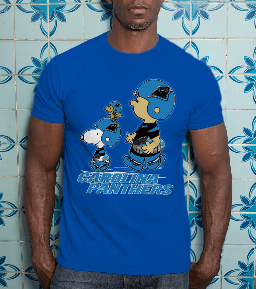 Snpfootball CAROLINA PANTHERS Peanuts Characters Blue Helmet T-Shirt