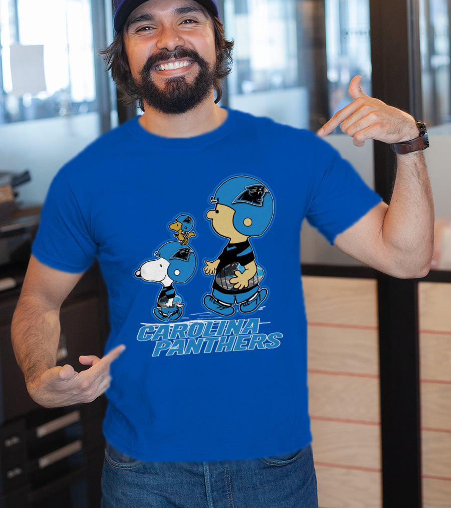 Snpfootball CAROLINA PANTHERS Peanuts Characters Blue Helmet T-Shirt