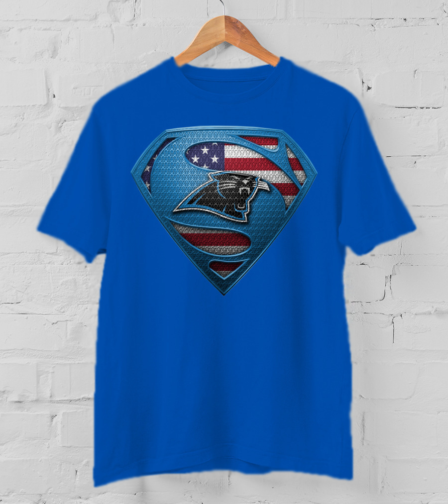 SPM Carolina Panthers American Flag Superman Emblem T-Shirt