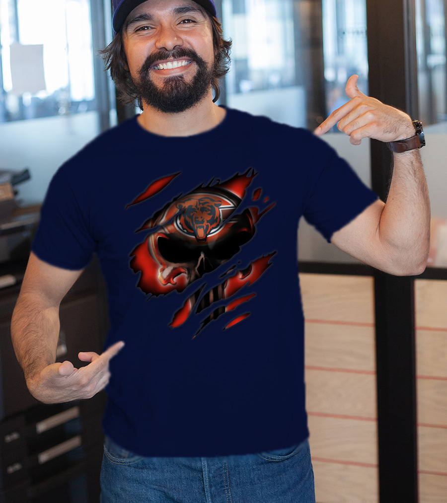 Chicago Bears 32 Skull Rips T-Shirt