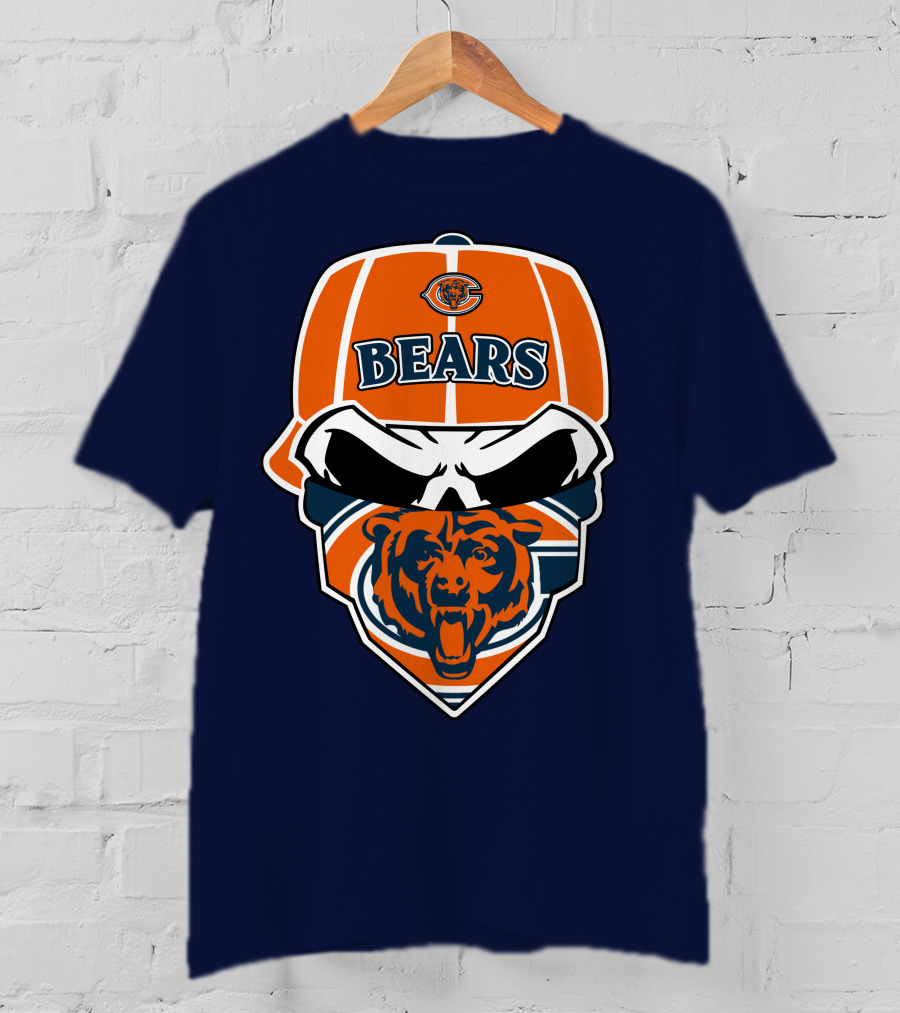 Chicago Bears 33 Skull Bandana Hat T-Shirt