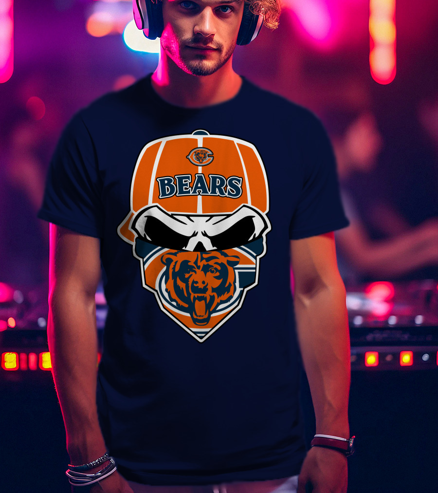 Chicago Bears 33 Skull Bandana Hat T-Shirt