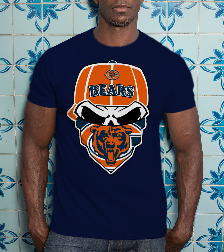 Chicago Bears 33 Skull Bandana Hat T-Shirt