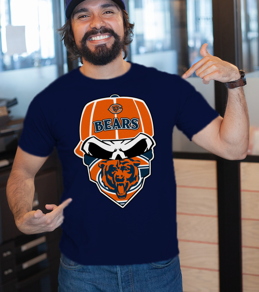 Chicago Bears 33 Skull Bandana Hat T-Shirt