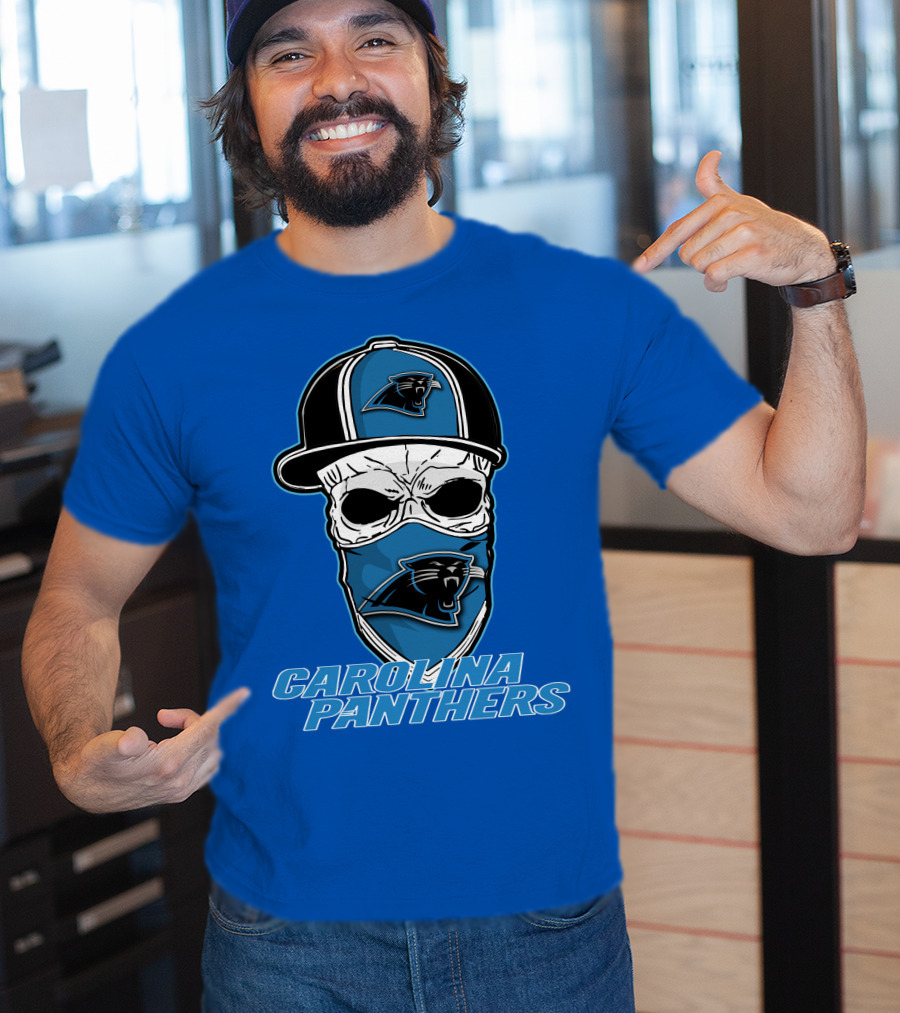 CAROLINA PANTHERS Skull Hat T-Shirt