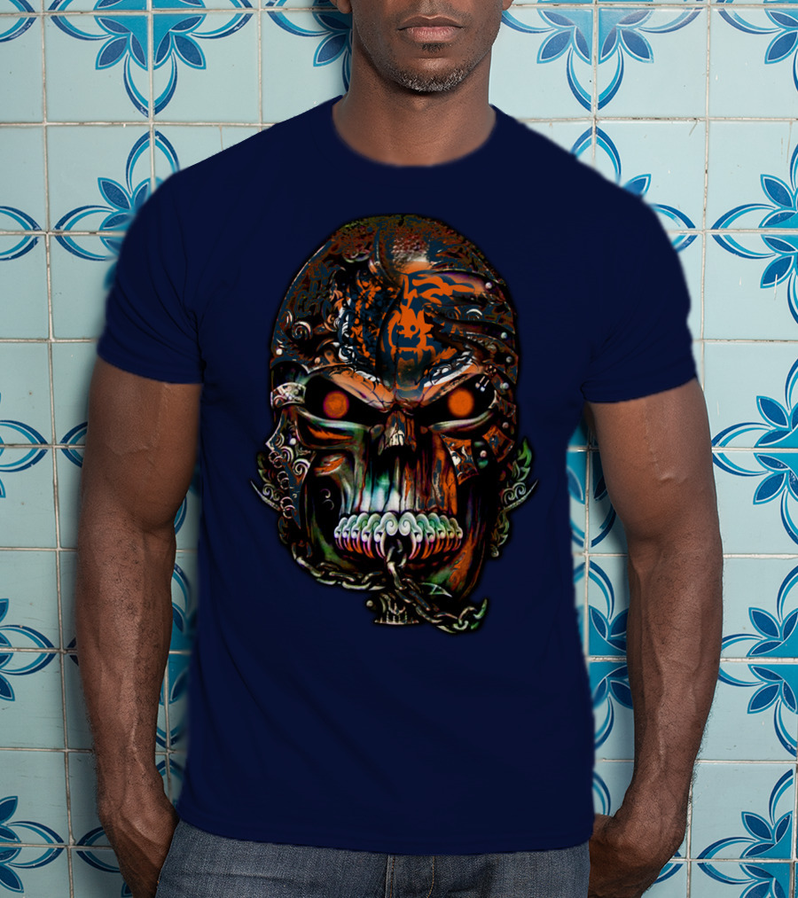 Chicago Bears Fiery Skull T-Shirt