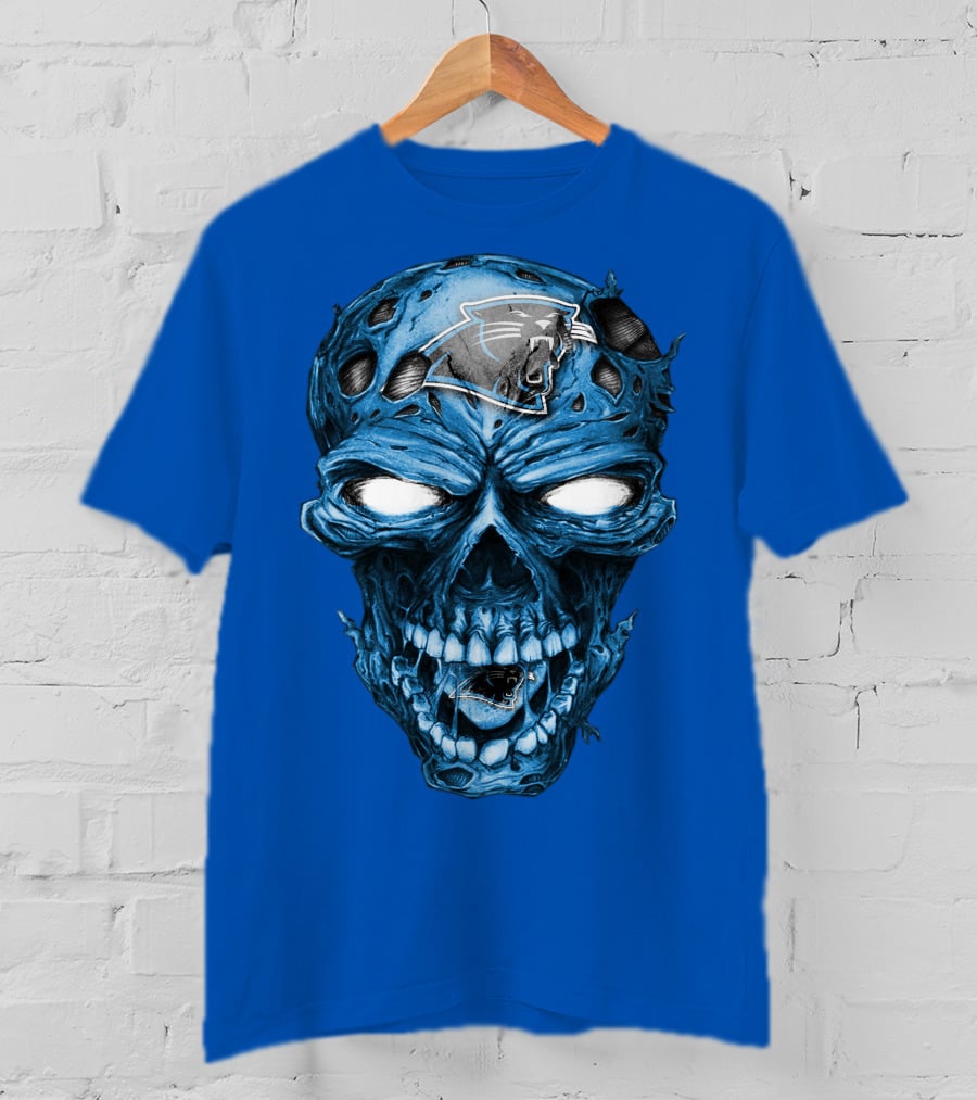 Carolina Panthers Blue Skull Supernatural Fan Gear T-Shirt