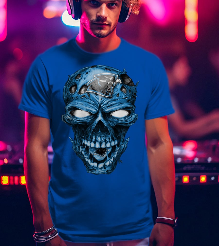 Carolina Panthers Blue Skull Supernatural Fan Gear T-Shirt