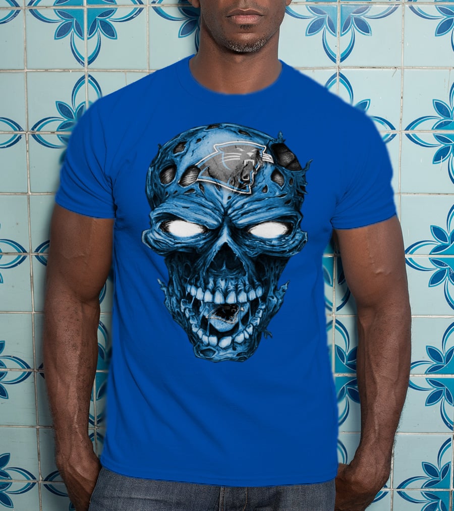 Carolina Panthers Blue Skull Supernatural Fan Gear T-Shirt