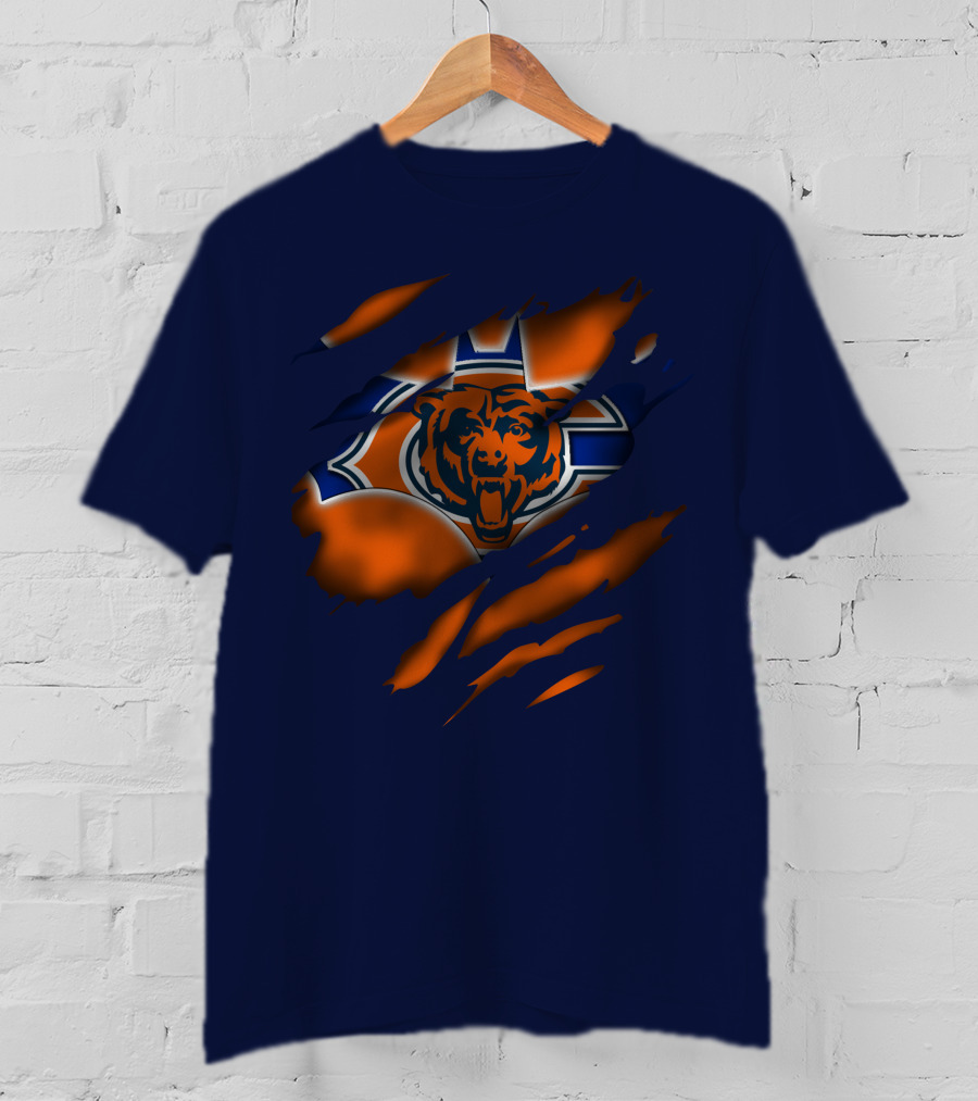 Chicago Bears 07 Vintage Logo Ripped Claw T-Shirt