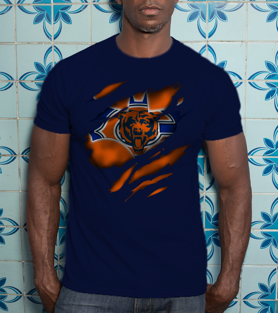 Chicago Bears 07 Vintage Logo Ripped Claw T-Shirt