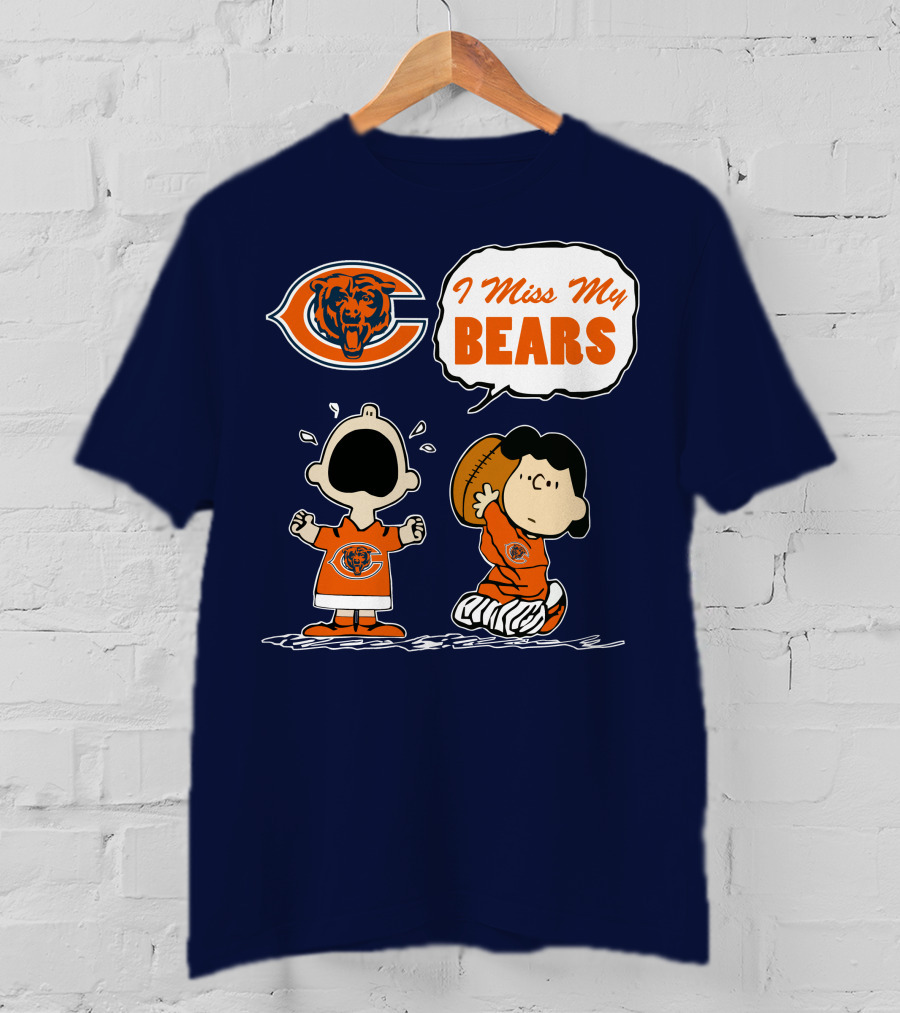 I Miss My Bears Chicago Bears Peanuts Characters T-Shirt